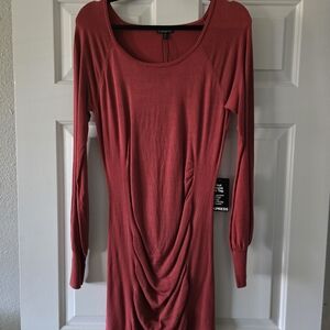 Express Women's Long Sleeve Red Dress